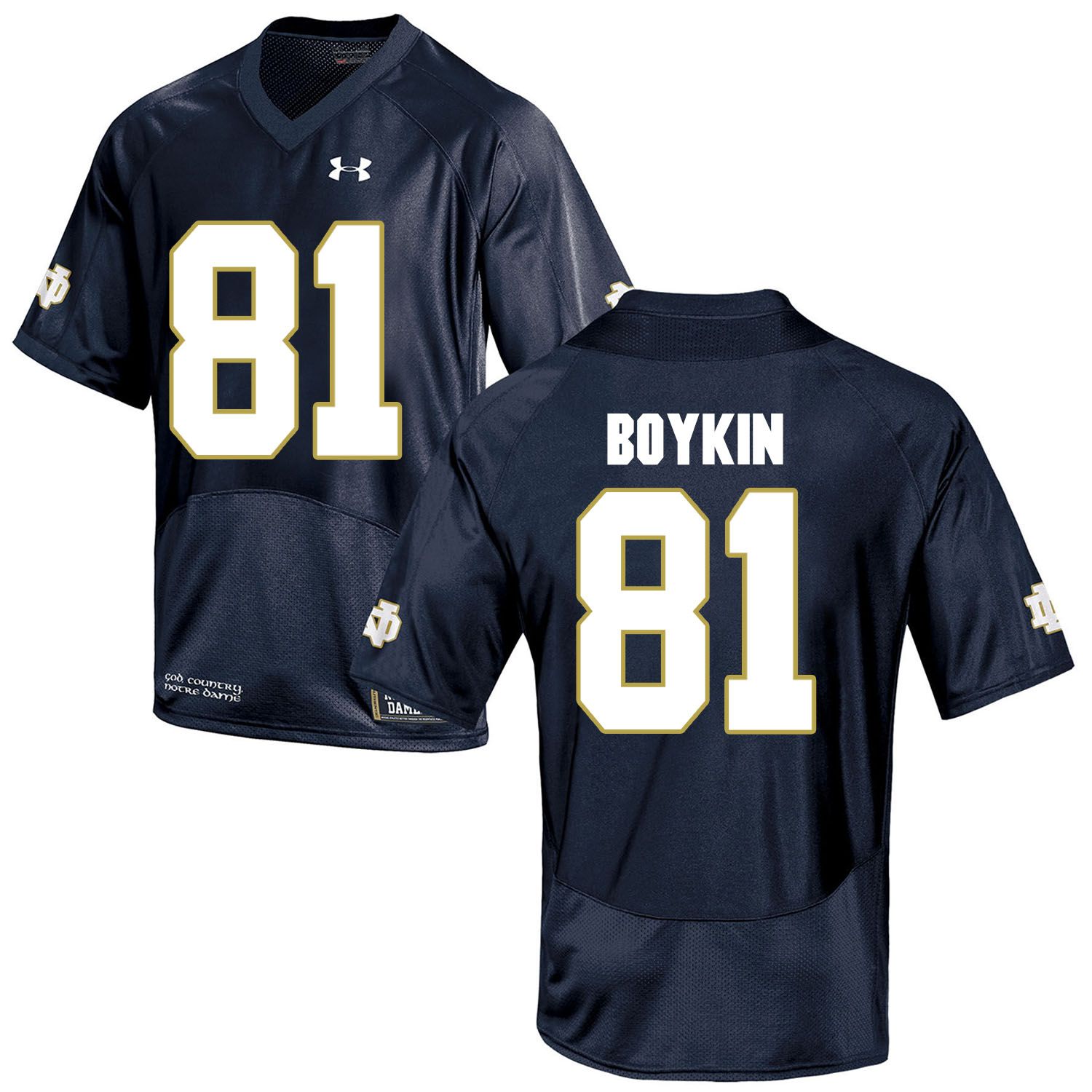 Men Norte Dame Fighting Irish #81 Boykin Navy Blue Customized NCAA Jerseys